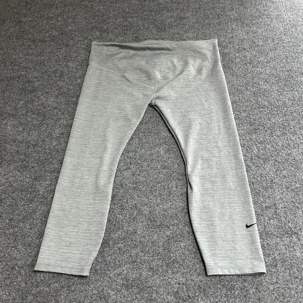 Nike Leggings Womens Size 2X Gray Dri-Fit Cropped Athletic Performance Heathered